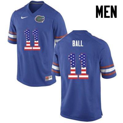 Men's Florida Gators #11 Neiron Ball NCAA Nike Blue USA Flag Fashion Authentic Stitched College Football Jersey FUT6862BG